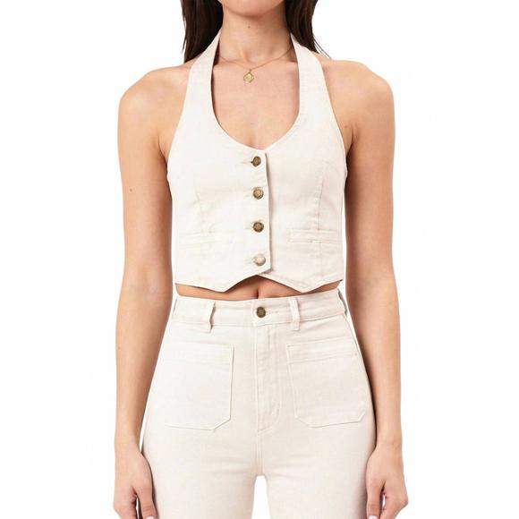 ROLLA'S Jackets & Blazers - NEW ROLLA'S halter stretch denim vest in off white